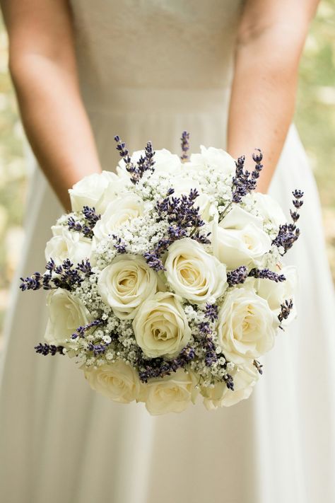 Lavender And White Bouquet Wedding, White Peonies And Lavender Bouquet, White And Lavender Centerpiece Wedding, Lavender White Wedding Theme, White Lilac Bridal Bouquet, White Rose And Lavender Boutonniere, White And Purple Bridesmaid Bouquet, Wedding Bouquets Lavender And White, Bridal Bouquet White And Purple