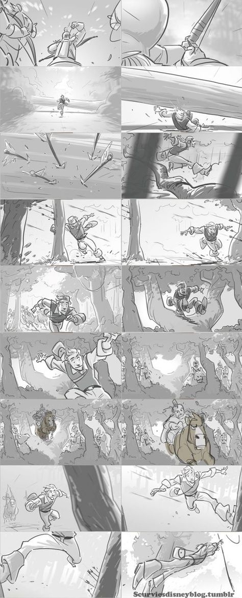 Croquis, Storyboard Action Scene, Chasing Drawing Reference, Tangled Character Design, Chase Scene Drawing, 2d Animation Storyboard, Group Scene Reference, Chase Scene Storyboard, Tangled Storyboard