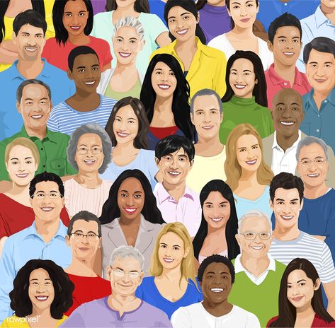 Illustration of diverse people | free image by rawpixel.com Family Tree Album, Unity Art, Cross Cultural Communication, Nuclear Family, Clip Art Free, Diverse People, Silhouette People, Face Illustration, Company Work