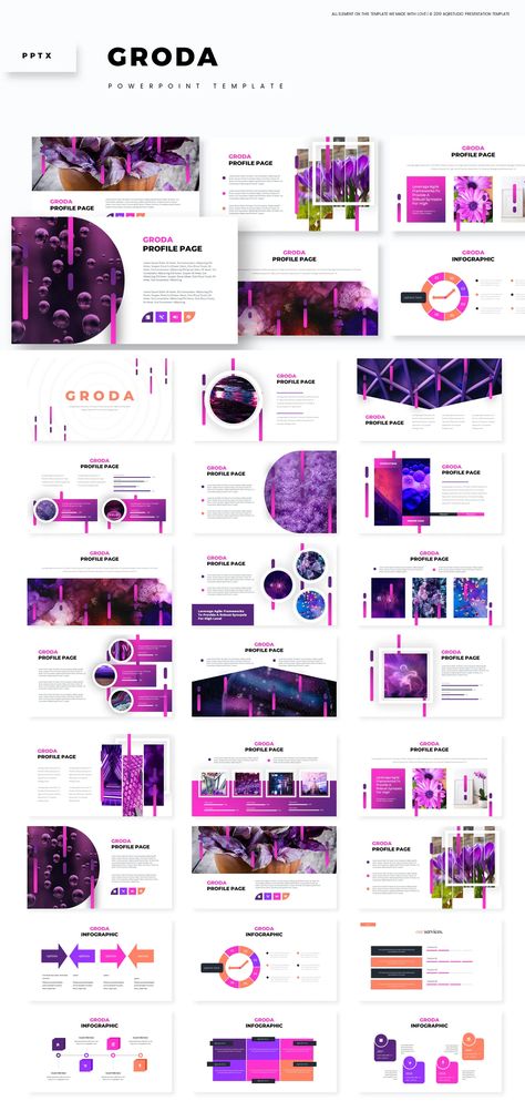 Purple Powerpoint Presentation Template - 150+ Total Slides, on 5 Premade colors - 30 Slides for each Template Purple Presentation Design, Purple Presentation, Ppt Ideas, Company Profile Design, Presentation Ideas, Modern Minimalist Design, Powerpoint Presentation Design, Ppt Design, Presentation Design Template