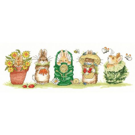 "Find the Bothy Threads Garden Helpers Counted Cross Stitch Kit at Michaels. com. Bothy Threads is a leading brand of high quality stitchery, craft kits and offers a complete range of kits in different needlework. Create this lovely picture with Bothy Threads Counted Cross Stitch Kit. It includes easy to follow canvas. This kit uses full cross stitches, back stitch and French knots. Details: Garden Helpers design 14.96\" x 5.51\" (38cm x 17cm) finished sizeContents: 14 count white Zweigart Aida Cross Stitches, Back Stitch, French Knots, Bothy Threads, Diy Broderie, Creation Couture, Counted Cross Stitch Kits, Cross Stitch Kits, Stitch Kit