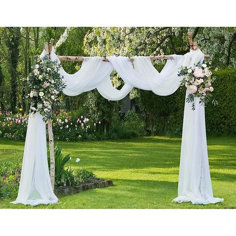 Wedding Ceremony Ideas, Photo Backdrop Party, Wedding Arch Draping, Arch Draping, Outdoor Garland, Window Scarf, Draping Fabric, Tulle Curtains, Warm Home