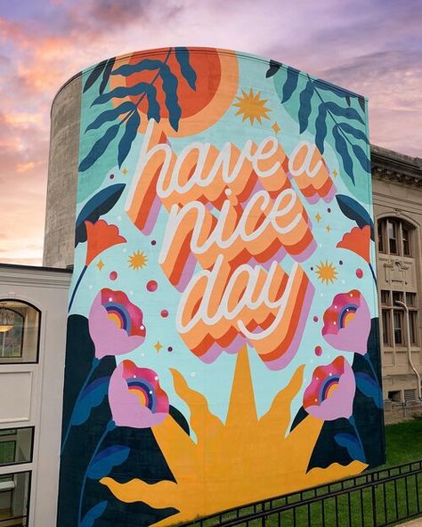 Bright Walls Steffi Lynn, Instagram Walls, All Painting, Mural Inspiration, Mural Art Design, Office Mural, Wall Street Art, Garden Mural, School Murals