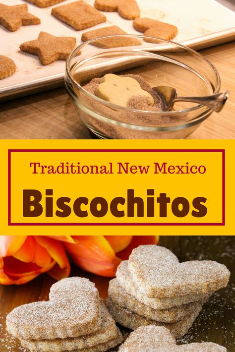Biscochitos are New Mexico’s State Cookie and traditionally made at Christmas time. These flaky, anise-flavored cookies are easy to mix up and unlike sugar cookies, don’t require special handling or chilling. Dipped in a cinnamon and sugar mixture while still warm makes these cookies swoon-worthy! New Mexico Biscochitos Recipe, Mexican Christmas Cookies, Biscochito Recipe, Flavored Cookies, Mexico Desert, Mexican Cookies, Christmas Cookies Recipes, Anise Cookies, Mexican Sweet Breads