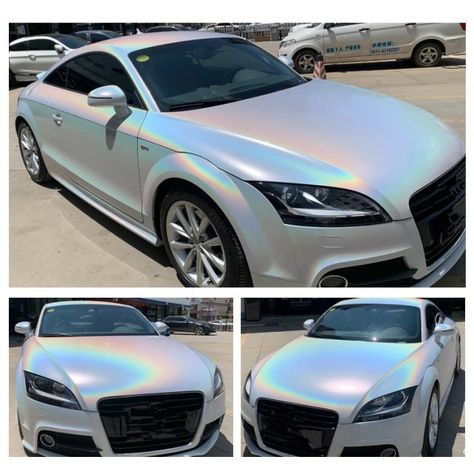Holographic Wrap Car, Holographic Car Wrap, Blue Car Wrap, Holographic Aesthetic, Holographic Car, White Suv, Pink Cars, Car Interior Diy, White Jeep
