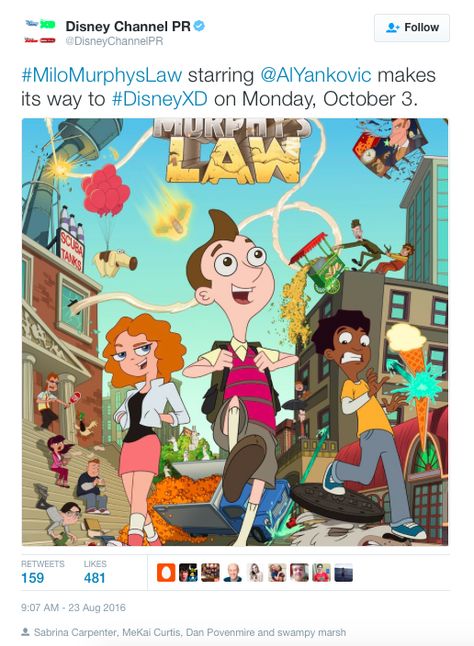 By the creators of Phineas and Ferb, Milo Murphy's Law! Coming to Disney XD in October! Milo Murphy's Law, Milo Murphy, Old Kids Shows, Milo Murphys Law, Desenho Tom E Jerry, Old Cartoon Shows, Murphy Law, Murphy's Law, Phineas Y Ferb