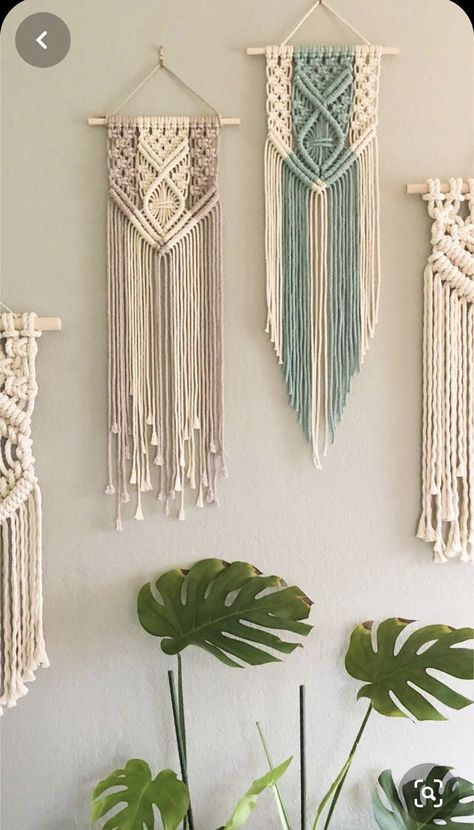 Macrame 3 Colors, Macrame Wall Hanging Two Colors, Macrame Wall Hanging Colorful, Easy Macrame Wall Hanging For Beginners, Decorating With Macrame, Colorful Macrame Wall Hangings, Two Color Macrame, Macrame Colorful, Hiasan Dinding Diy