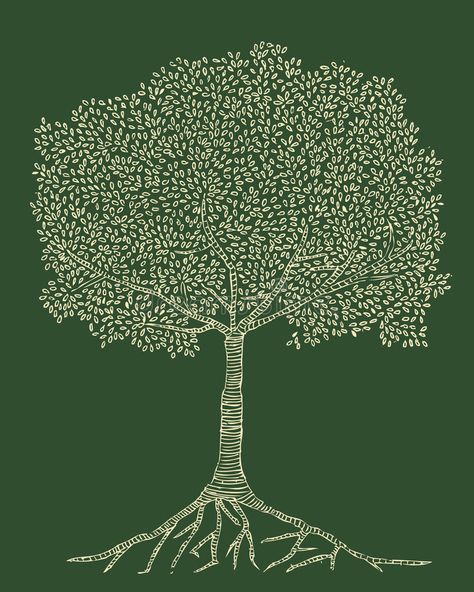 Nordic Tree Art, The Giving Tree Illustrations, Tree And Roots Illustration, Tree Graphic Design Illustrations, Tree With Roots Illustration, Roots Graphic Design, Aesthetic Tree Drawing, Tree Graphic Illustration, Tree Illustration Simple