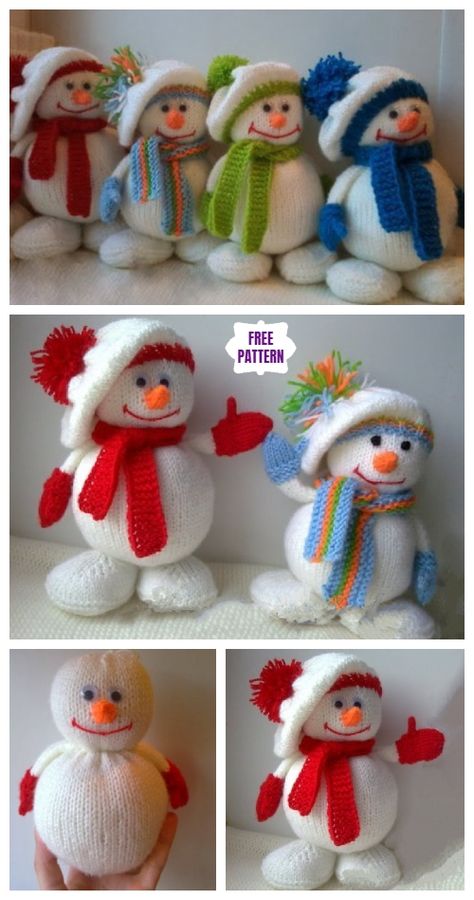 Knit Snowman Amigurumi Free Knitting Patterns Knit Snowman, Christmas Toy Knitting Patterns, Christmas Knitting Projects, Knitted Christmas Decorations, Diy Tricotin, Knitted Dolls Free, Christmas Knitting Patterns Free, Knitted Doll Patterns, Knitted Toys Free Patterns