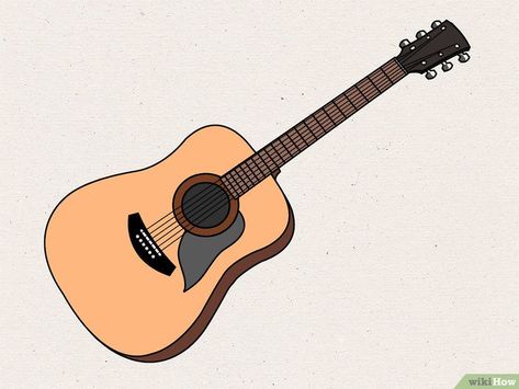 How to Draw an Acoustic Guitar: 15 Steps (with Pictures) - wikiHow Guitar Outline, Guitar Sketch, Guitar Images, Guitar Illustration, Acoustic Guitar Case, Art For Kids Hub, Guitar Drawing, Music Drawings, Guitar Pics