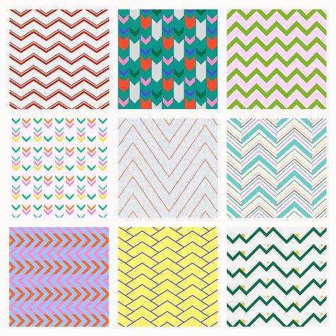 Chevron pattern background, colorful zigzag, creative design vector set | free image by rawpixel.com / Boom Zigzag Pattern Design, Zig Zag Pattern Design, Chevron Pattern Background, Line Design Pattern, Pattern Aesthetic, Zigzag Line, Zigzag Design, Zigzag Pattern, Pink Abstract