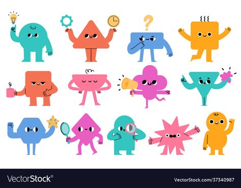 Croquis, Character Thinking, Pop Illustration, Learning Logo, Shapes For Kids, Team Avatar, Funny Character, Fun Illustration, Doodle Designs