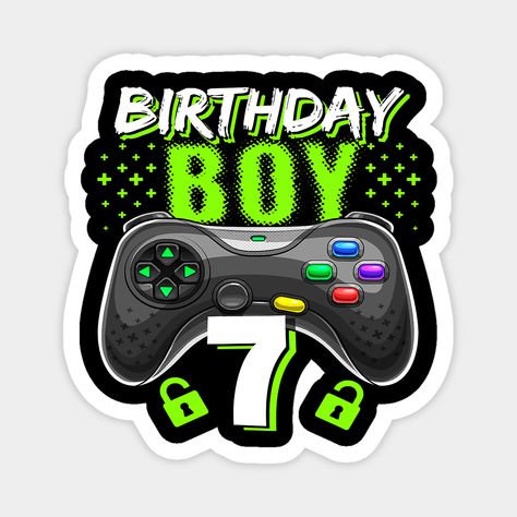 Birthday Boy 7 Video Game Controller Gamer 7th Birthday Gift -- Choose from our vast selection of magnets to match with your desired size to make the perfect custom magnet. Pick your favorite: Movies, TV Shows, Art, and so much more! Available in two sizes. Perfect to decorate your fridge, locker, or any magnetic surface with. Happy Birthday Gamer, Xbox Birthday Party, Playstation Party, Happy Birthday African American, 21st Birthday Boy, 7th Birthday Boys, Couple T Shirt Design, Boy 16th Birthday, Happy 11th Birthday