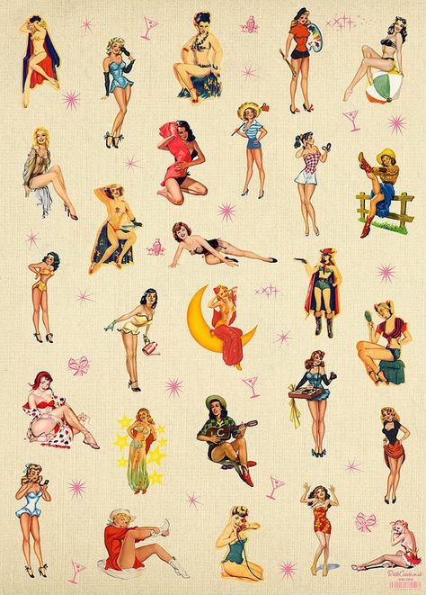 Drawing Pinup Poses, Vintage Pinup Tattoo Ideas, Pinup Playing Cards, Vintage Pinup Illustration, Pinup Poses Drawing, Pinup Poses Reference, Pinup Drawing Poses, Pinup Pose Reference Drawing, Pin Up Poses Drawing