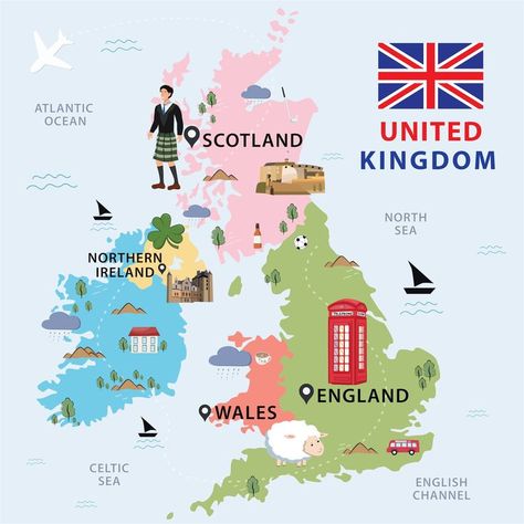 Map Of The United Kingdom England Map Illustration, Map Of England United Kingdom, Map Of United Kingdom, England Ireland Scotland Wales, Uk Map Illustration, Great Britain Map, Map Of Uk, Northern Ireland Map, Map Of The Uk