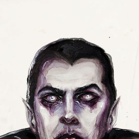 Leon Mateus | Horror Art on Instagram: "VAMPIRE: Drácula (1931) ⚰️ Watercolor portrait of the handsome Béla Lugosi as the eternal Count Dracula from the Universal Classic Monsters. First Drawlloween piece! I am very happy that I went in a traditional direction for this piece. The original looks way better than the scan, tho. Any tips on how to get the most out of the piece during the scanning process? 🦇 DM me for Art Prints! Limited Edition of 15. #dracula #belalugosi #universalclassicmonsters #universalmonsters #mdwc23d2 #mdwc23 #vampireart #vampires #mabsdrawlloweenclub #mabsdrawlloweenclub2023 #drawlloween #drawlloween2023 #halloweenart #portraitpainter #horrorart #classichorror" Count Dracula Art, Dracula Concept Art, Vampire Watercolor, Dracula Portrait, Horror Watercolor, Universal Monsters Art, Vampire Portrait, Dracula Art, Bats Tattoo Design