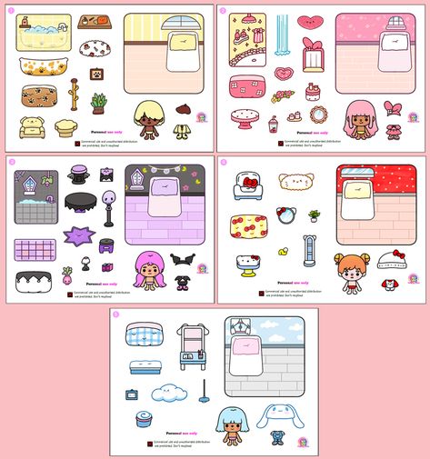 Paper Toy Template Sanrio, Printable Crafts Sanrio, Paper Dolls Printable Toca Boca, Diy Paper Notebook, Toca Boca Sanrio, Paper Doll Toca Boca, Sanrio Printables, Printable Paper Toys Templates, Sanrio Crafts