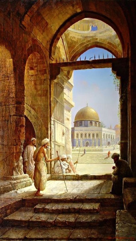 Arte Judaica, Seni Arab, Empire Ottoman, Mosque Art, Arabian Art, Dome Of The Rock, Arab Culture, Paintings Acrylic, Old Egypt