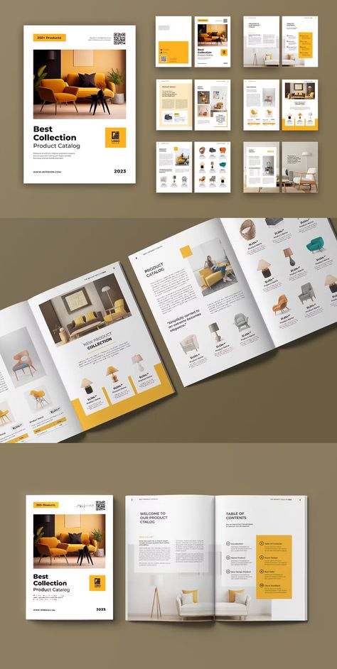 Interior Catalog Product Template InDesign - 12 Custom Pages INDD Product Booklet Design, Product Catalogue Design Layout Ideas, Kitchen Catalogue Design, Product Catalog Design Layout Templates, Product Brochure Design Layout, Catalog Design Layout Products, Product Catalogue Design Layout, Furniture Catalogue Design, Catalogue Design Ideas