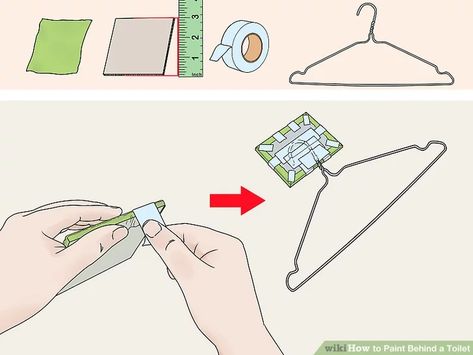 3 Ways to Paint Behind a Toilet - wikiHow Painting Behind The Toilet, Paint Behind Toilet, How To Paint Behind A Toilet, Behind Toilet, Toilet Step, Picture Frame Crafts, Toilet Tank, Garbage Bag, Old Clothes