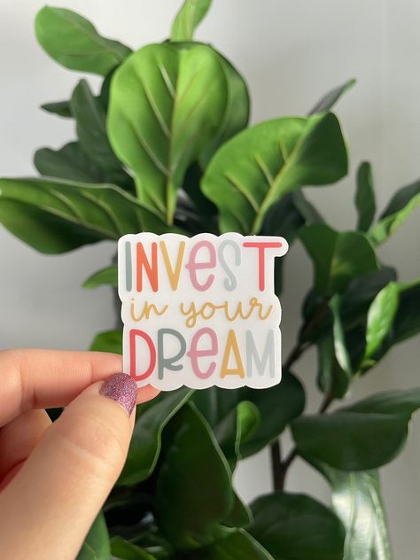 Dream Stickers, Diy Gifts To Sell, Sticker Design Inspiration, Stickers For Laptop, Inspirational Stickers, Hydroflask Stickers, Die Cut Sticker, Rainbow Stickers, Clear Stickers