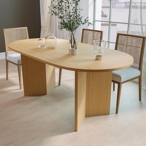 Embrace the essence of Scandinavian design with this solid wood dining table, which brings tranquility and harmony to your home life. The spacious 6-seater layout is perfect for family meals or small gatherings. Oval Wood Dining Table, Oval Dining Table, Circular Design, Oval Table Dining, Kitchen Sale, Oval Table, Solid Wood Dining Table, Table Seating, Patio Furniture For Sale