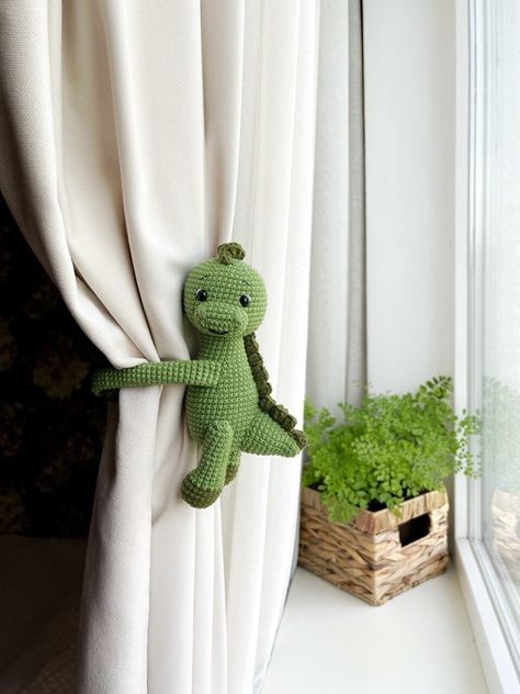 The dinosaur curtain tie back is very beautiful thing for your child room or playroom. Handmade by myself it will add a happy to any kids room. These will be perfect as a baby shower gift, as a birthday gift for girl or boy, nursery and home decor, as a Mother's day gifts, as an Easter gift, as a Christmas gift, or just a little surprise for your loved one. Handmade gifts are more valuable because someone put effort and love heart to made them. I believe that my toys will make you more happy. MA Dinosaur Baby Room, Dinosaur Nursery Theme, Dinosaur Room Decor, Dinosaur Nursery Decor, Newborn Room, Dinosaur Room, Curtain Holdbacks, Baby Room Themes, Baby Room Inspiration