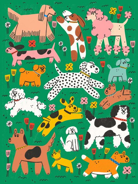 It’s Nice That and RoomFifty bring you a collection of prints from our favourite artists – just in time for Christmas! Dog Illustration Art, 강아지 그림, Dog Poster, Dog Illustration, Dog Park, Kids Prints, Art Graphique, Animal Illustration, Cute Illustration