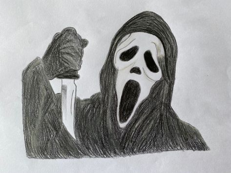 Pencil Drawings, Ghost Drawing Step By Step, Ghostface Drawing, Ghost Drawing, Drawing Step By Step, Drawing Step, Step By Step Drawing, Pencil Drawing, Art Ideas