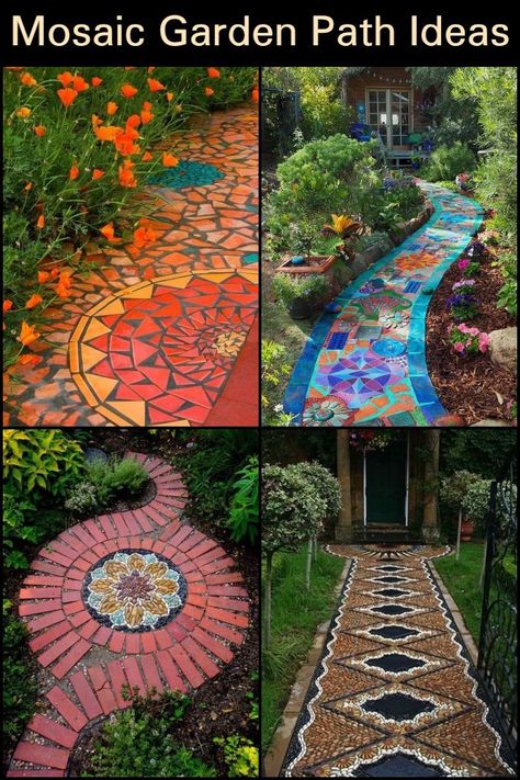 Mosaic Garden Path, Garden Path Ideas, Path Garden, Spiritual Garden, Dekorasi Bohemia, Stone Garden Paths, Landscaping With Large Rocks Natural, Path Ideas, Mosaic Garden Art