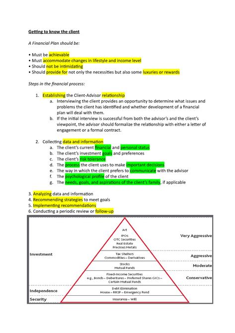 Getting to know the client - Interviewing the client provides an opportunity to determine what - StuDocu Psychology, Financial Plan, The Client, Financial Planning, Life Cycles, Getting To Know, Interview, How To Plan, Lifestyle