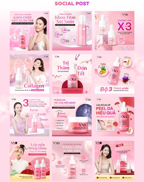 VNB Cosmetics | Social Media 2021 Project on Behance Beauty Brand Social Media Design, Collagen Social Media Design, Beauty Social Media Template, Cosmetics Poster Design Ideas, Cosmetics Social Media Post, Cosmetic Design Poster, Social Media Design Product, Shampoo Social Media Design, Cosmetics Social Media Design