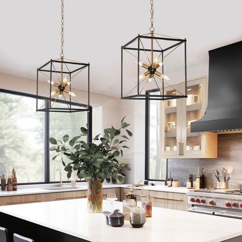 Lantern Pendant Lighting, Classic Chandelier, Lantern Chandelier, Lighting Pendant, Rectangle Chandelier, Chandelier Metal, Geometric Chandelier, Kitchen Lighting Fixtures, Overhead Lighting