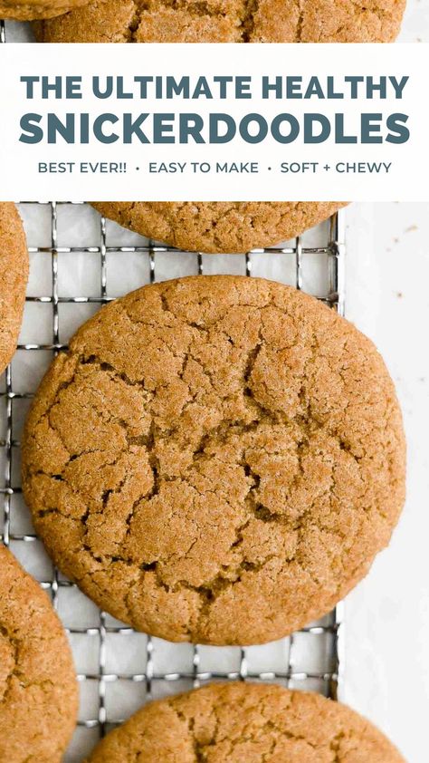 Yummy Healthy Cookies, Healthier Cookies Recipes, Chewy Healthy Cookies, Healthy Cookies Breakfast, Healthy Easy Cookie Recipes, Simple Healthy Baking, Low Carb Snickerdoodle Cookies, Healthy Chewy Cookies, Lower Calorie Cookies