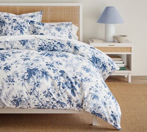 Our Favorite Bedding Looks | Mobile | Pottery Barn Blue Floral Bedroom, Blue And White Bedding, Flower Duvet Cover, Percale Duvet Cover, Floral Bedroom, Flower Duvet, Duvet Cover King, Blue Duvet, Bed Springs