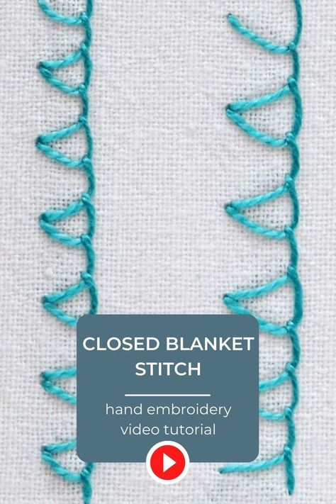 How to embroider Closed blanket stitch - video tutorial Closed Blanket Stitch, Can Mask, Hand Embroidery Videos, Embroidered Art, Embroidery Videos, Hand Embroidery Stitches, Blanket Stitch, Embroidery And Stitching, Watch Video
