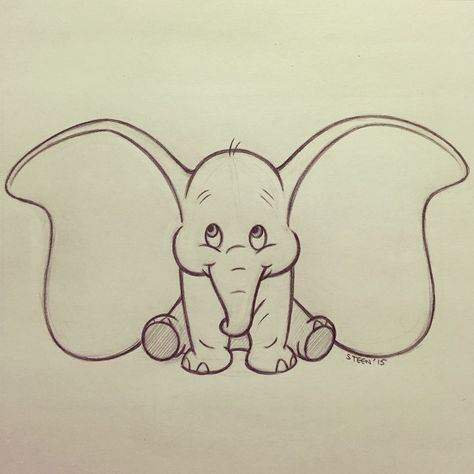 #dumbo for day 5. #disney #sketch #drawing #fanart #cute #elephant #disneydrawing #art #illustration Easy Pencil Drawings, Disney Drawing, Disney Character Drawings, Easy Disney Drawings, Fanart Sketch, Desen Realist, Disney Drawings Sketches, Elephant Drawing, Cute Disney Drawings