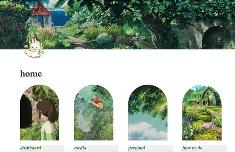 Notion Banner Studio Ghibli, Studio Ghibli Ppt Template, Notion Cover Ghibli, Notion Template Studio Ghibli, Notion Arched Photos, Ghibli Cover Photo, Notion Studio Ghibli, Studio Ghibli Notion Cover, Ghibli Template