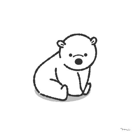 Polar bear on Behance How To Draw A Polar Bear Easy, Polar Bear Vector Illustration, Panda Bear Drawing Easy, Things To Draw Easy Animals, Pola Bear Tattoo, Polar Bear Drawing Cartoon, Cute Polar Bear Illustration, Small Polar Bear Tattoo, Polar Bear Kawaii