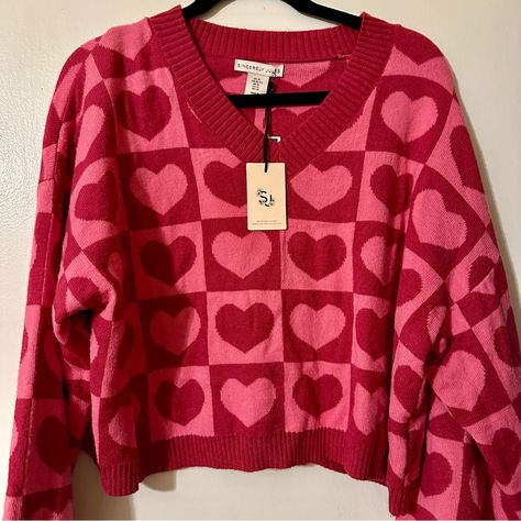 New With Tags Size Xl Cute And Comfy Heart Sweater Heart Clothing, Preppy Clothing, Sincerly Jules, Lantern Sleeve Sweater, Heart Clothes, Sincerely Jules, Heart Sweater, Lantern Sleeve, Preppy Outfits