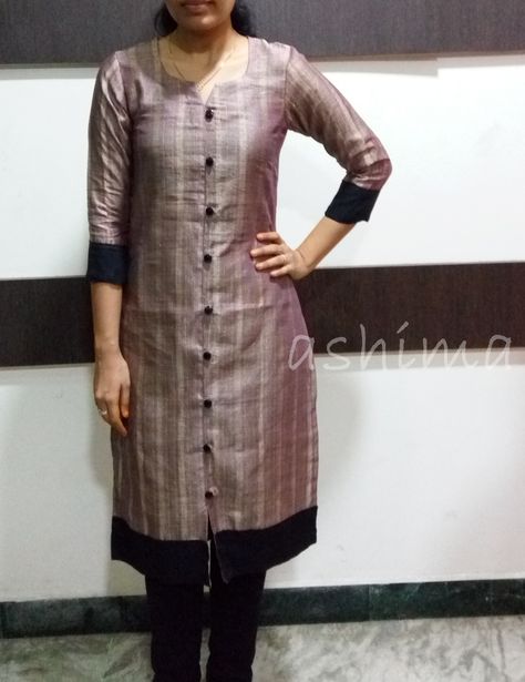 Code:1203160-Silk Cotton With Jute Finish Kurta- Price INR:890/- Jute Cotton Kurti Designs, Silk Salwar Patterns, Plain Kurti Designs, Churidhar Designs, Long Blouse Designs, Chudidar Designs, Salwar Neck Designs, Simple Saree Designs, Indian Kurti Designs