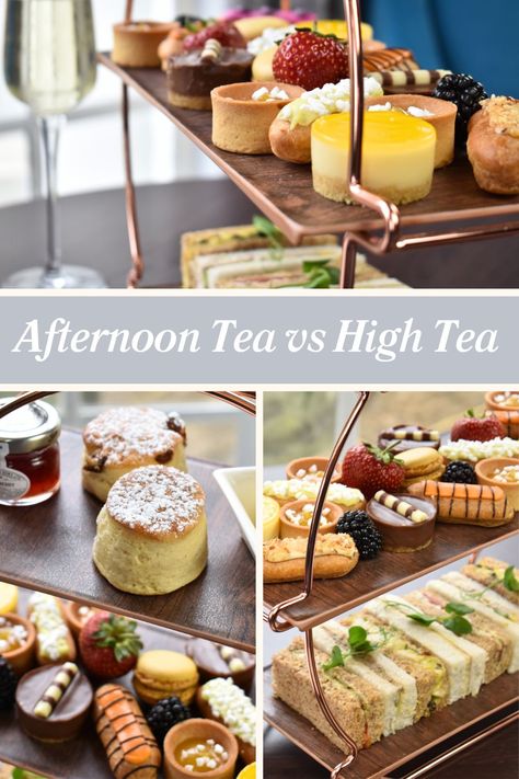 Afternoon Tea and High Tea are two different traditions but in modern times it’s important to note that what's called "afternoon tea" in the UK is often labelled as "high tea" in many other parts of the world.    Let us know below what your favourite treat is on an Afternoon Tea! We love a scone with cream and jam! Savories For Afternoon Tea, Afternoon Tea Ideas, High Tea Menu, Steak And Kidney Pie, Bridgerton Party, Afternoon Tea Tables, High Tea Food, Devilled Eggs, English Afternoon Tea