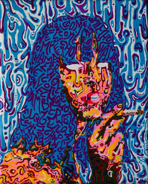 Psychedelic portrait of Melody Prochet of Melody's Echo Chamber  -El Meaux  #art #painting #trippy #drawing #elmeaux #psychedelic #MoldyProchet #MelodysEchoChamber #portraits #music Art, Melody's Echo Chamber, Echo Chamber