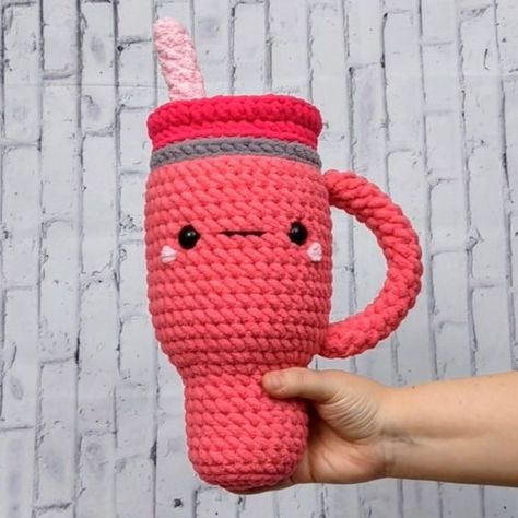 Hand Crafted Toys | Handmade Handcrafted Crochet Pink Stanley Cup Plushie Plush Unique And Fun!! | Color: Pink | Size: 13 Inches Crochet toys patterns free amigurumi #crochettoyspatternsfreeamigurumi #crochet #crochettoy #crochetpattern #crochetpatterns 1.323 Couture, Amigurumi Patterns, Kawaii, Pink Stanley Cup, Toys Quotes, Pink Stanley, Crochet Kawaii, Easy Crochet Animals, Crochet Pink