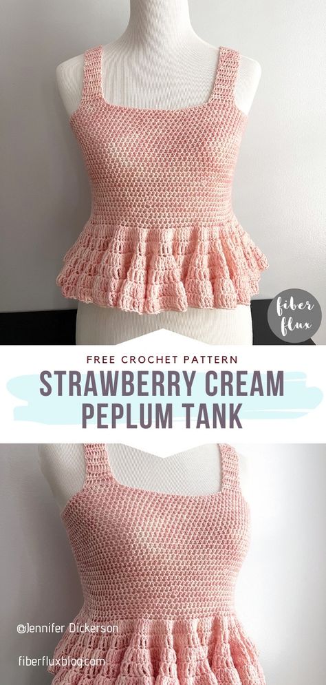 Our Favortie Classy Tank Tops - Free Crochet Patterns Amigurumi Patterns, Crochet Shirt Pattern, Crochet Tank Top Free, Crochet Peplum, Crochet Apparel, Crochet Tank Tops, Crochet Ruffle, Knit Wear, Yarn Crochet