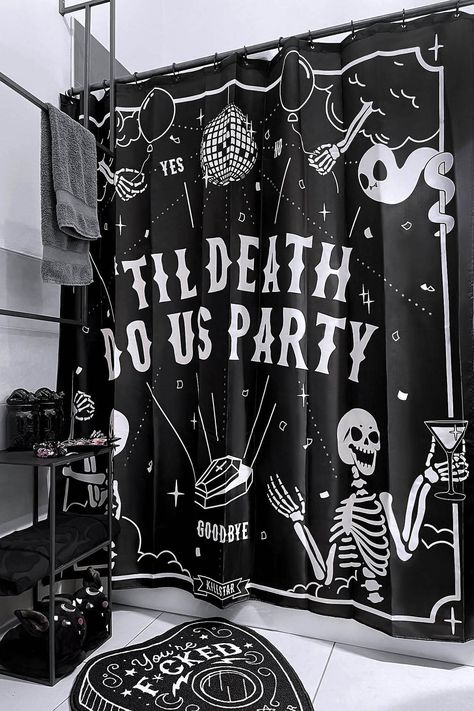 Party Animal Shower Curtain | Killstar Goth Bathroom, Gothic Bathroom, Goth Houses, Animal Shower Curtain, Gothic Furniture, Dark Home Decor, Goth Home, Goth Home Decor, Unique Shower Curtain