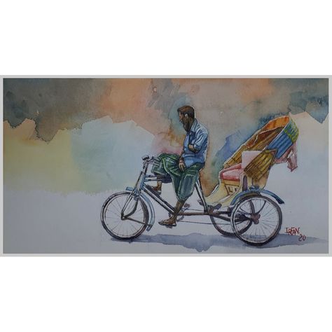 Media: Watercolor on paper Size: 12"*22" Year: 2020 #rickshaw #watercolor #watercolorpainting #rickshawpainting #painting Rickshaw Drawing, Rickshaw Painting, Rickshaw Art, Figure Composition, Memory Drawing, Tiger Painting, Watercolor On Paper, Mini Canvas, Mehendi Designs