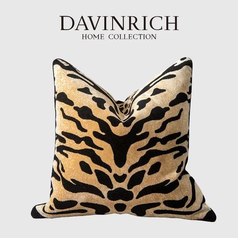 DAVINRICH Tiger Chic Patterns Tiling Square Cushion Covers Luxury Animal Leopard Skin Stripes Decorative Pillow Case 50x50cm - AliExpress Tiger Pattern, Interior Design Themes, Printed Cushion Covers, Print Pillow, Velvet Trim, Velvet Color, Printed Cushions, Decorative Throw Pillow Covers, Velvet Material