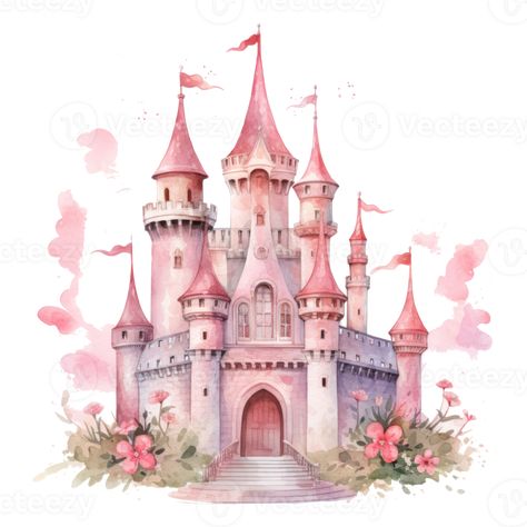 Watercolor princess castle isolated Pastel, Castle Watercolor, Princess Watercolor, Watercolor Princess, Disney Princess Castle, Pastel Background Wallpapers, Castle Art, Tree Saw, Wedding People