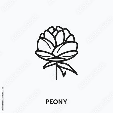 Peony Flower Drawing Simple, Peony Vector Illustrations, Logo Design Inspiration Flower, Peony Illustration Simple, Bloom Logo Design, Peony Logo, Travel Logos, Peony Illustration, Flower Icon